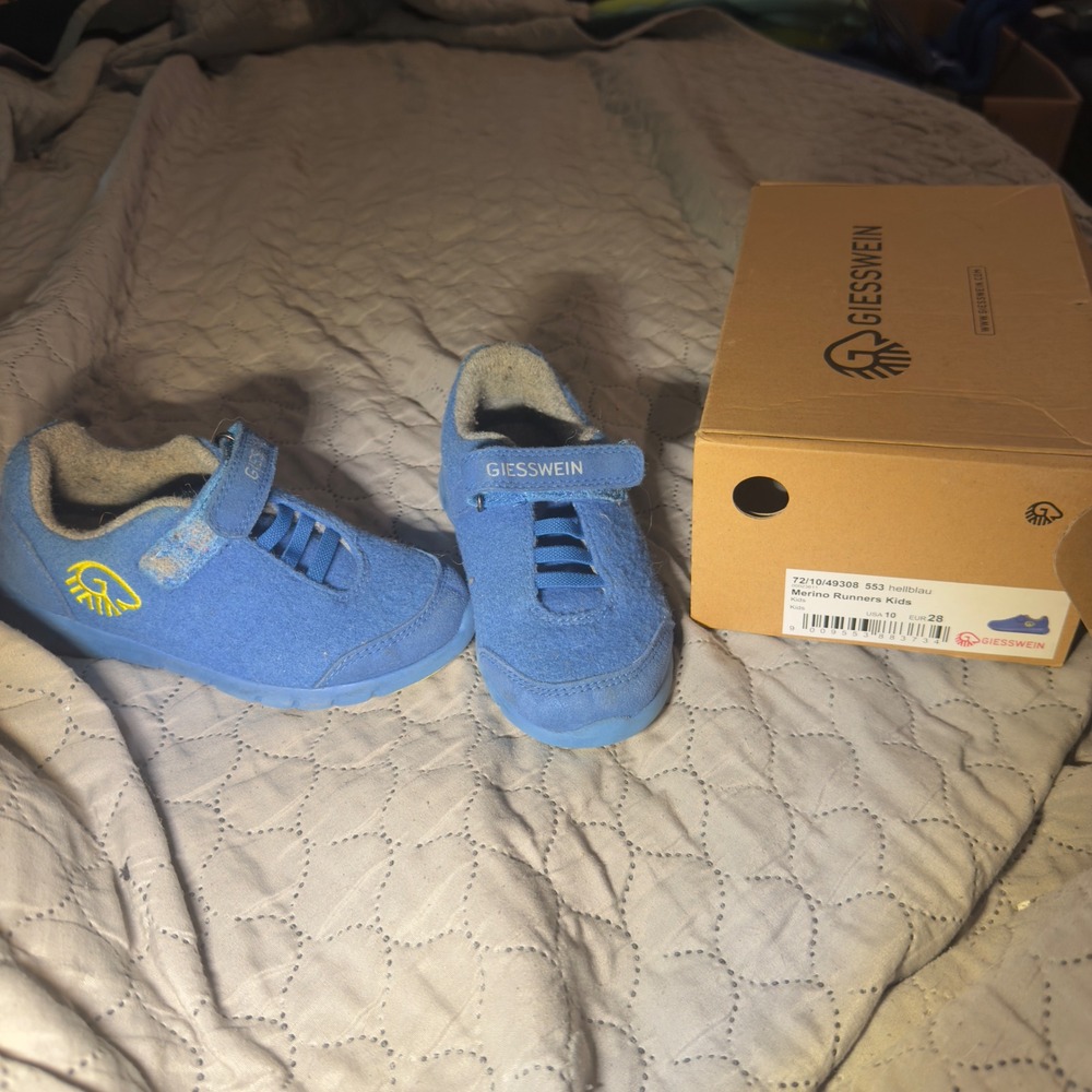 Giesswein Merino Runners Kids Blue Wool Sneakers Size US 10 EUR 28 72/10/49308